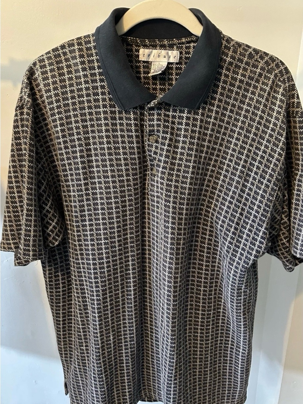 Black & White Geometric Polo Shirt